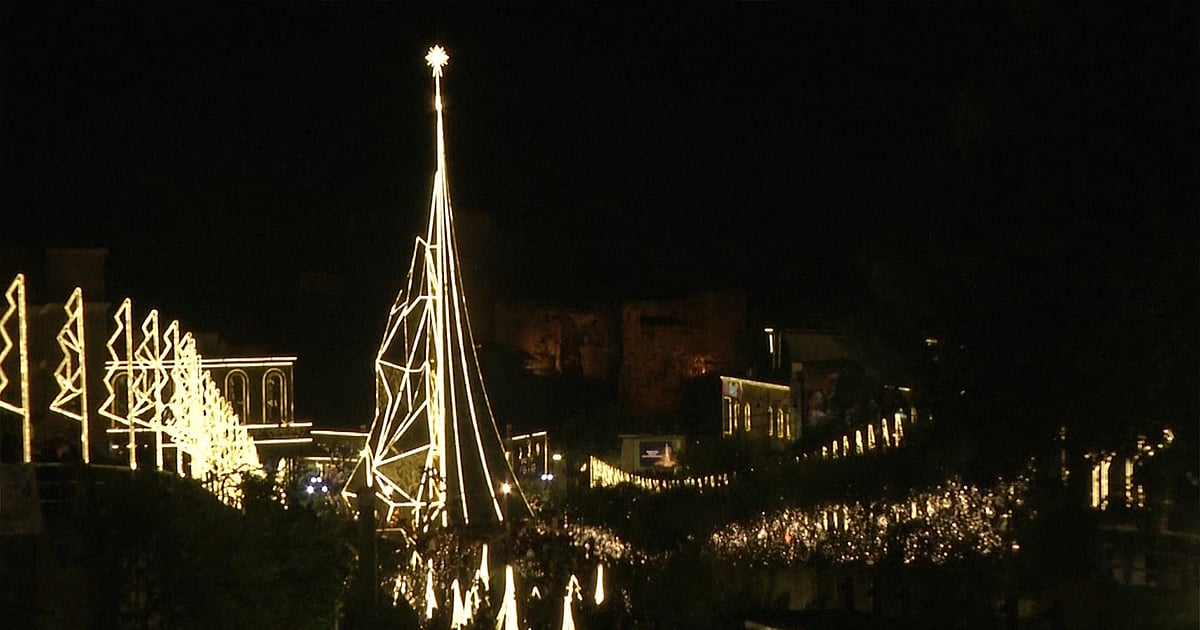 Giant Christmas Tree Lights Up Lebanese City
